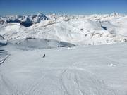 Uitzicht over het skigebied bij de Gletscher Jet