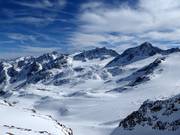 Uitzicht vanaf het Daunjoch over de Stubaier Gletscher