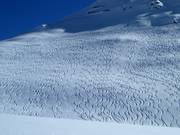 Perfecte sporen in de sneeuw op de Rüfikopf