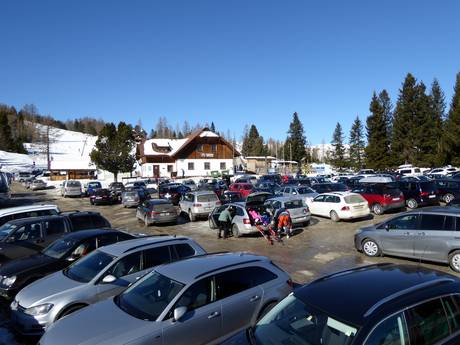 Nockbergen: bereikbaarheid van en parkeermogelijkheden bij de skigebieden – Bereikbaarheid, parkeren Hochrindl – Sirnitz