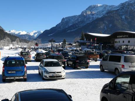 Chiemgau: bereikbaarheid van en parkeermogelijkheden bij de skigebieden – Bereikbaarheid, parkeren Steinplatte-Winklmoosalm – Waidring/Reit im Winkl
