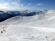 Uitzicht vanaf het bergstation van de Kari Traa sleeplift op het skigebied