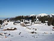 Uitzicht op de accommodaties Hutterer Böden in het skigebied