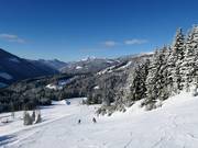 Uitzicht over het skigebied vanaf Großberg richtig Neuberg