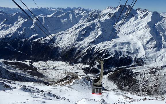 Hoogste dalstation in het Schnalstal – skigebied Schnalstaler Gletscher (Schnalstal-gletsjer)
