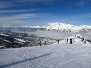 Uitzicht vanaf het hoogste punt in het skigebied op de Hauser Kaibling