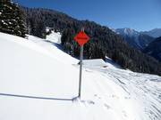 De skiroute loopt van de Kristberg naar Silbertal