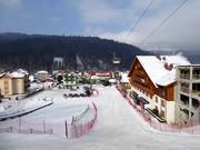 Uitzicht op de accommodaties bij het dalstation Szczyrk-Jaworzyna