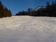 De zware afdaling komt uit op de lichte afdaling