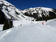 Brede, lichte piste aan de onderste Thaneller