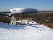 Uitzicht over de piste met Allianz Arena