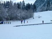 Transportband en sleeplift bij de Wankalm