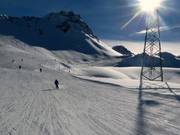 Gemakkelijke piste bij de Weissfluhjoch
