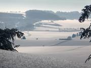 Uitzicht vanaf het bergstation over de Schwäbische Alb