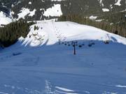 De zwarte piste vanaf de Wastlhöhe is steil.