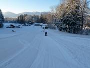 Beginnersgebied met sleeplift bij het dalstation