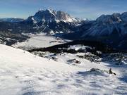 Buckelpiste met uitzicht op de Zugspitze