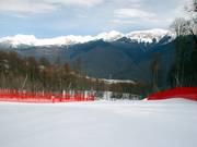 Vanaf de Kaskad-piste kijk je uit op het Rosa-plateau.