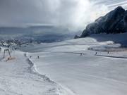 Brede afdaling bij de Schladminger Gletsjerlift