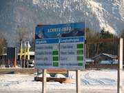 Informatiebord in Ruhpolding over de geopende pistes en loipes