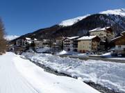 De piste loopt direct langs Samnaun