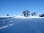 Uitzicht op de skipiste van Landsberied