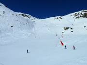 Vanaf de top van de Saulire over gemakkelijke pistes richting Courchevel
