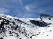 De dalbodem van de Große Kunerbach scheidt de Sommerbergalm van het hoger gelegen deel van het skigebied.