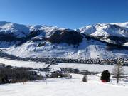 Uitzicht vanaf Mottolino op Livigno en Carosello 3000/Sitas