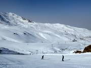 Uitzicht op de poedersneeuwhellingen Laguna de las Yeguas