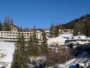 Uitzicht op de accommodaties in Obereggen bij het dalstation