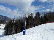 Sneeuwlansen in het skigebied Tirolina