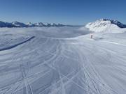 Perfect geprepareerde piste in het skigebied Alpe Lusia