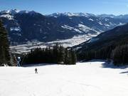 Piste naar het middenstation en dalstation van de Spieljochbahn