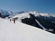 Uitzicht op Auris met veel eenvoudige afdalingen aan de rand van het gebied