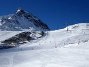 Het skigebied Silvapark Galtür onder de Ballunspitze