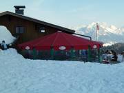 Après-ski paraplubar van de Skihütte Wildalm