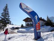 Start van de loipes in het skigebied Carezza