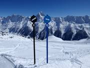 Pistebegrenzingen met nummers van de pistes