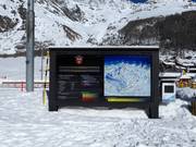 Informatiebord bij het verzamelpunt van de skischool in Saas-Fee