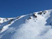 Extreem terrein bij de 4-persoons stoeltjeslift Privilège