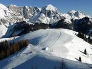 Uitzicht op de pistes voor het Tennengebirge