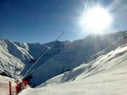 Sneeuwkanonnen op de rode Grubenkopf piste
