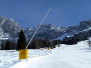 Sneeuwlansen in het skigebied Carezza