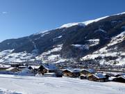 Uitzicht op de accommodaties in Bramberg