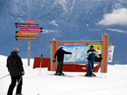 De namen van de borden komen overeen met de aanduidingen op het pisteplan.