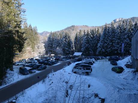 Traunviertel: bereikbaarheid van en parkeermogelijkheden bij de skigebieden – Bereikbaarheid, parkeren Kasberg – Grünau im Almtal