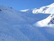 Sporen in de diepe sneeuw