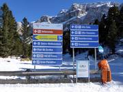 Pistebewegwijzering in het skigebied van Gröden