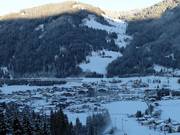 In Flachau leiden de pistes tot in het dorp